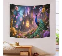 DFENILROP Tapestry 3D Printed Manor Scene, Soft Polyester High-Definition Artistic Fairytale Bird Blanket, Multi-Purpose Wall Decor for Study & Office, Modern Gift 150cmx200cm