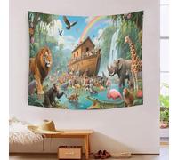 DFENILROP Tapestry 3D Printed Noah's Ark Animal, Soft Polyester High-Definition Artistic Enlightenment Education Tablecloth, Washable Wall Decor for Study & Office, Unique Gift 130cmx150cm