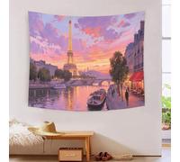 DFENILROP Tapestry 3D Printed Romantic Paris, Soft Polyester High-Definition Designer Seine River Wall Hanging, Washable Wall Decor for Study & Office, Premium Gift 130cmx150cm