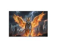 DFENILROP Tiger with Wings Wall Painting, Animal Poster Artwork on Corridor | Giclée Picture Canvas Printing, Elegant Home Decor for Living Room Bathroom, Gift 16x24inch(40x60cm)