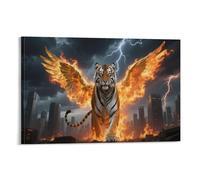 DFENILROP Tiger with Wings Wall Painting, Animal Poster Artwork on Corridor | Giclée Picture Canvas Printing, Beautiful Home Decor for Living Room Bathroom, Gift 16x24inch(40x60cm)