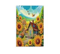 DFENILROP Utopia Wall Painting, Fairy Tale Rural Poster Artwork on Hallway | Giclée Picture Canvas Printing, Premium Home Decor for Living Room Bathroom, Gift 08x12inch(20x30cm)