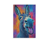 DFENILROP Wall Art, Animal Poster, Vibrant Donkey Art Print, Perfect For Modern Home Decor & Gift - Designer Canvas Print, Gift 16x24inch(40x60cm)