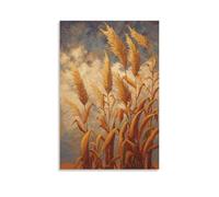 DFENILROP Wall Art, Plants Poster, Golden Wheat Field Under Cloudy Sky, Ideal For Rural Home Decor - High-Resolution Canvas Print, Gift 24x36inch(60x90cm)