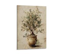 DFENILROP Wall Art, Plants Poster, Olive Tree In Pot Art Print, Perfect For Home Decor & Kitchen Walls - Designer Canvas Print, Gift 12x18inch(30x45cm)