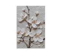DFENILROP Wall Art, Plants Poster, White Blossoms On Textured Branches, Modern Wall Art For Living Room Or Bedroom - Designer Canvas Print, Gift 16x24inch(40x60cm)