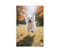 DFENILROP Westie Wall Painting, Cute Dog Poster Artwork on Corridor | Giclée Picture Canvas Printing, Classic Home Decor for Bedroom And Living Room, Gift 24x36inch(60x90cm)