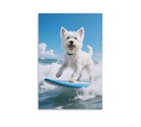 DFENILROP Westie Wall Painting, Cute Dog Poster Artwork on Corridor | Giclée Picture Canvas Printing, Elegant Home Decor for Bedroom And Living Room, Gift 16x24inch(40x60cm)