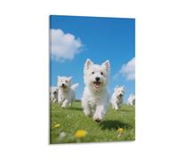 DFENILROP Westie Wall Painting, Cute Dog Poster Artwork on Hallway | Giclée Picture Canvas Printing, Classic Home Decor for Bedroom And Office, Gift 20x30inch(50x75cm)