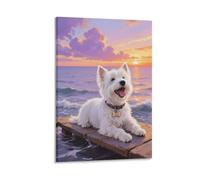 DFENILROP Westie Wall Painting, Cute Dog Poster Artwork on Hallway | Giclée Picture Canvas Printing, Unique Home Decor for Bedroom And Office, Gift 08x12inch(20x30cm)