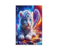 DFENILROP White Tiger Cub Wall Painting, Cute Poster Artwork on Hallway | Giclée Picture Canvas Printing, Unique Home Decor for Bedroom And Office, Gift 08x12inch(20x30cm)