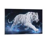 DFENILROP White Tiger Wall Painting, Animal Poster Artwork on Hallway | Giclée Picture Canvas Printing, Unique Home Decor for Living Room Bathroom, Gift 08x12inch(20x30cm)