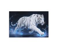 DFENILROP White Tiger Wall Painting, Animal Poster Artwork on Hallway | Giclée Picture Canvas Printing, Beautiful Home Decor for Bedroom And Living Room, Gift 12x18inch(30x45cm)