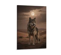 DFENILROP Wolf Wall Painting, Desert Poster Artwork on Hallway | Giclée Picture Canvas Printing, Special Home Decor for Bedroom And Office, Gift 24x36inch(60x90cm)