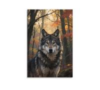 DFENILROP Wolf Wall Painting, Forest Animal Poster Artwork on Corridor | Giclée Picture Canvas Printing, Modern Home Decor for Bedroom And Office, Gift 20x30inch(50x75cm)
