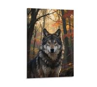 DFENILROP Wolf Wall Painting, Forest Animal Poster Artwork on Corridor | Giclée Picture Canvas Printing, Beautiful Home Decor for Bedroom And Office, Gift 20x30inch(50x75cm)