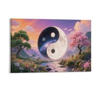 DFENILROP Yin Yang Wall Painting, Chinese Philosophy Poster Artwork on Hallway | Giclée Picture Canvas Printing, Elegant Home Decor for Bedroom and Living Room, Gift 12x18inch(30x45cm)