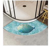 DFEO@MF Curved Bath Mat, Washable Non Slip Shower Rug, Lamb Wool, for Shower Or Tub (fish)