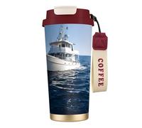 DFEPFKGOKL Cruise Ship Print Coffee Cup Travel Mug 500ml, Double-Wall 316 Stainless Steel, Portable Insulated Tumbler with Leak-Proof Lid and Straw, Reusable Thermal Mug for Hot and Cold
