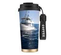 DFEPFKGOKL Cruise Ship Print Coffee Cup Travel Mug 500ml, Double-Wall 316 Stainless Steel, Portable Insulated Tumbler with Leak-Proof Lid and Straw, Reusable Thermal Mug for Hot and Cold