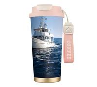 DFEPFKGOKL Cruise Ship Print Coffee Cup Travel Mug 500ml, Double-Wall 316 Stainless Steel, Portable Insulated Tumbler with Leak-Proof Lid and Straw, Reusable Thermal Mug for Hot and Cold
