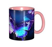 DFEPFKGOKL Cute Beautiful Glowing Butterfly Coffee Mug â€“ 11oz Two Tone Color Ceramic Cup, 3D Pattern Double Color Ceramic Mugs, Personalized & Funny Coffee & Tea Drinking Cups Gift