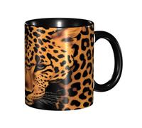 DFEPFKGOKL Cute Leopard Print Coffee Mug â€“ 11oz Two Tone Color Ceramic Cup, 3D Pattern Double Color Ceramic Mugs, Personalized & Funny Coffee & Tea Drinking Cups Gift