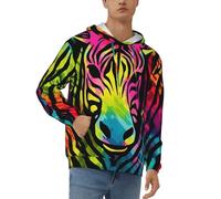 DFEPFKGOKL Fashion Men'S Hoodies Pullover Casual Long Sleeve Hoody Drawstring Colorful Rainbow Zebra Print Hooded Sweatshirt Tops With Pocket