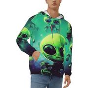 DFEPFKGOKL Fashion Men'S Hoodies Pullover Casual Long Sleeve Hoody Drawstring Green Aliens Print Hooded Sweatshirt Tops With Pocket