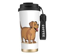 DFEPFKGOKL Funny Dachshund Dog Print Coffee Cup Travel Mug 500ml, Double-Wall 316 Stainless Steel, Portable Insulated Tumbler with Leak-Proof Lid and Straw, Reusable Thermal Mug for Hot and Cold