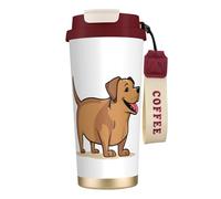 DFEPFKGOKL Funny Dachshund Dog Print Coffee Cup Travel Mug 500ml, Double-Wall 316 Stainless Steel, Portable Insulated Tumbler with Leak-Proof Lid and Straw, Reusable Thermal Mug for Hot and Cold