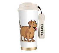 DFEPFKGOKL Funny Dachshund Dog Print Coffee Cup Travel Mug 500ml, Double-Wall 316 Stainless Steel, Portable Insulated Tumbler with Leak-Proof Lid and Straw, Reusable Thermal Mug for Hot and Cold