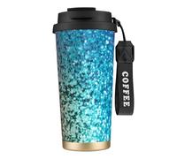DFEPFKGOKL Glitter Sequin Spot Print Coffee Cup Travel Mug 500ml, Double-Wall 316 Stainless Steel, Portable Insulated Tumbler with Leak-Proof Lid and Straw, Reusable Thermal Mug for Hot and Cold