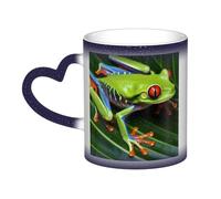 DFEPFKGOKL Heat Changing Coffee Mug - Animal Frog Leaf Leaves - Mesmerizing Color-Changing Mug in The Sky, 11 Oz Ceramic Magic Mug Cup for Cafes, Offices, Homes