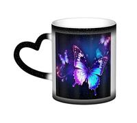 DFEPFKGOKL Heat Changing Coffee Mug - Beautiful Glowing Butterfly - Mesmerizing Color-Changing Mug in The Sky, 11 Oz Ceramic Magic Mug Cup for Cafes, Offices, Homes