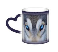 DFEPFKGOKL Heat Changing Coffee Mug - Blue Eyes Wolf - Mesmerizing Color-Changing Mug in The Sky, 11 Oz Ceramic Magic Mug Cup for Cafes, Offices, Homes