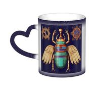 DFEPFKGOKL Heat Changing Coffee Mug - Egyptian Scarab - Mesmerizing Color-Changing Mug in The Sky, 11 Oz Ceramic Magic Mug Cup for Cafes, Offices, Homes