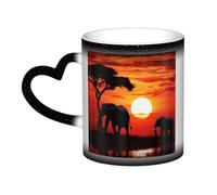 DFEPFKGOKL Heat Changing Coffee Mug - Elephant Sunset - Mesmerizing Color-Changing Mug in The Sky, 11 Oz Ceramic Magic Mug Cup for Cafes, Offices, Homes