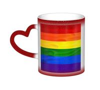 DFEPFKGOKL Heat Changing Coffee Mug - Rainbow Flag - Mesmerizing Color-Changing Mug in The Sky, 11 Oz Ceramic Magic Mug Cup for Cafes, Offices, Homes
