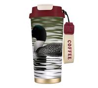 DFEPFKGOKL Loon Nature Birds Print Coffee Cup Travel Mug 500ml, Double-Wall 316 Stainless Steel, Portable Insulated Tumbler with Leak-Proof Lid and Straw, Reusable Thermal Mug for Hot and Cold
