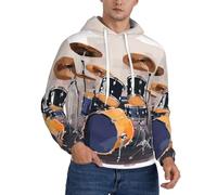 DFEPFKGOKL Mens Hoodies Fleece Hoodie Sweatshirt Jazz Drum Print Long Sleeve Warm Lined Thermal Hooded Pullover Casual Hoody With Kanga Pocket