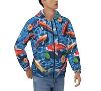 DFEPFKGOKL Mens Hoodies Zip Up Hoodie Japanese Red Carp Print Casual Lightweight Full-Zip Sweatshirt Jackets Long Sleeve Hooded With Comfortable Fit