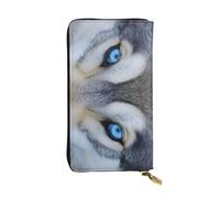 DFEPFKGOKL Stylish Blue Eyes Wolf Long Leather Wallet Purse with Zipper â€“ Coin Purse Clutch Bag, Credit Card Phone Wallet for Women and Men, Casual Travel Large Capacity