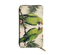 DFEPFKGOKL Stylish Couple Parrots Olive Long Leather Wallet Purse with Zipper – Coin Purse Clutch Bag, Credit Card Phone Wallet for Women and Men, Casual Travel Large Capacity