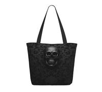 DFEPFKGOKL Stylish Gothic Wallpaper Skull Tote Bag For Women â€“ Casual Beach Bag Handbag With Zip, Reusable Shopping And Crossbody Bags, Large Capacity Grocery Tote