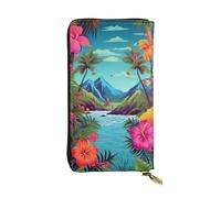DFEPFKGOKL Stylish Hello Hawaii Long Leather Wallet Purse with Zipper – Coin Purse Clutch Bag, Credit Card Phone Wallet for Women and Men, Casual Travel Large Capacity