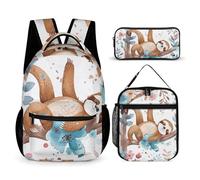DFEPPJHG Color Peach Floral 3 Pcs Backpack Set Travel Bag Laptop Backpack with Lunch Bag Pencil Bag Casual Daypack, Color Peach Floral, One Size, Travel Backpacks