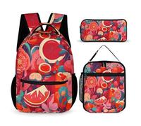 DFEPPJHG Colorful Food Patterns 3 Pcs Backpack Set Travel Bag Laptop Backpack with Lunch Bag Pencil Bag Casual Daypack, Colorful Food Patterns, One Size, Travel Backpacks