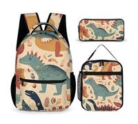 DFEPPJHG Dinosaur Pattern 3 Pcs Backpack Set Travel Bag Laptop Backpack with Lunch Bag Pencil Bag Casual Daypack, Dinosaur Pattern, One Size, Travel Backpacks