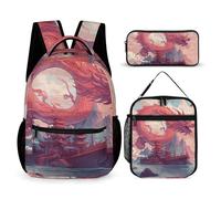 DFEPPJHG Dragon And Cloud 3 Pcs Backpack Set Travel Bag Laptop Backpack with Lunch Bag Pencil Bag Casual Daypack, Dragon and Cloud, One Size, Travel Backpacks